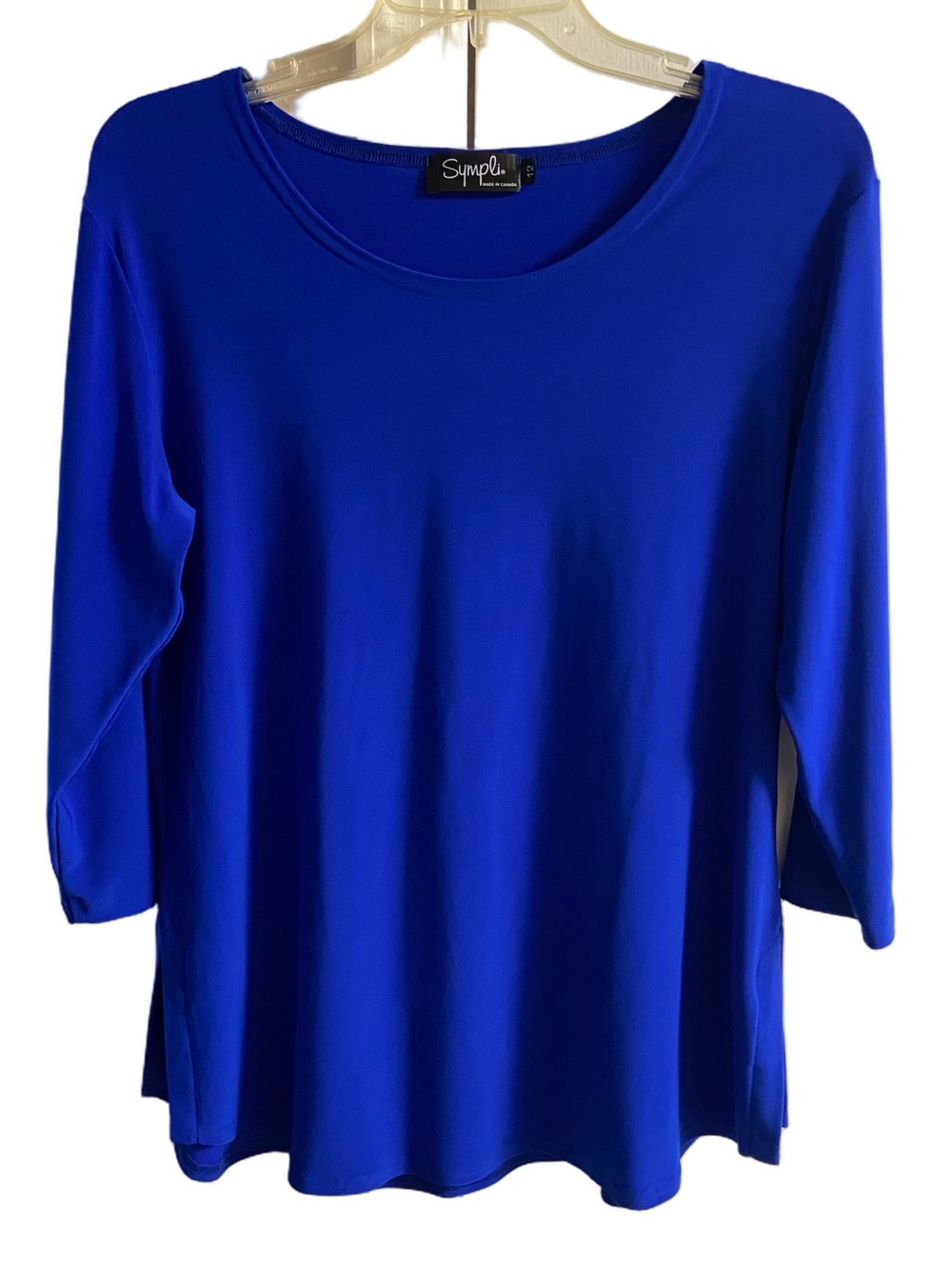 Sympli Women's Royal Blue Scoop Neck 3/4 Sleeve Top Sz 12